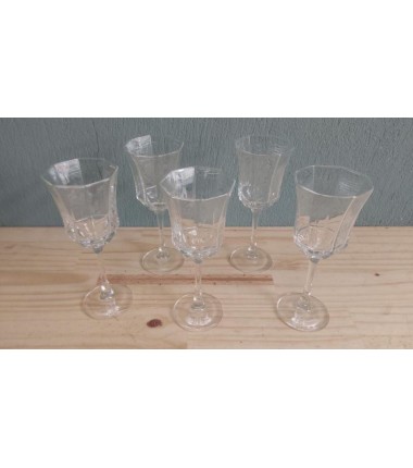 5 VERRES A PIED BISEAUTES 