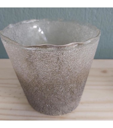 VASE EN VERRE GRIS/BEIGE