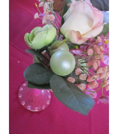 VERRE COUPE ROSE+ FLEURS 