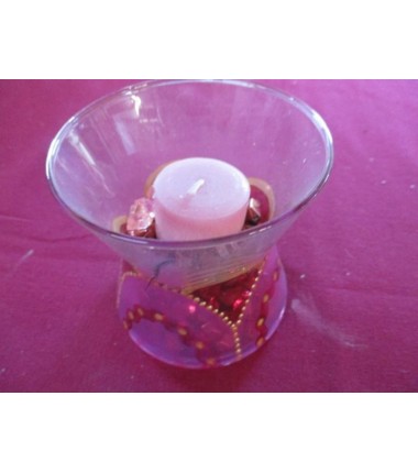 VERRE ROSE FUCHSIA  PEINT