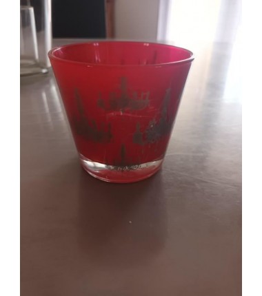 PORTE BOUTEILLES VERRE ROUGE MOTIF GRIS