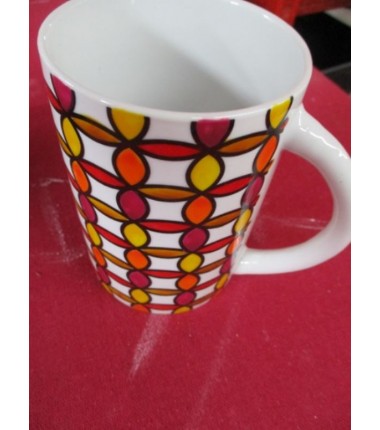 MUG DESSINS ROUGE ORANGE