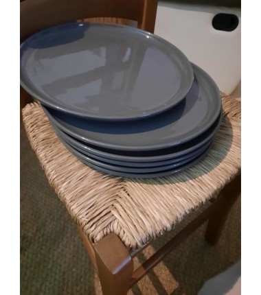 6 ASSIETTES PLATES GRISES